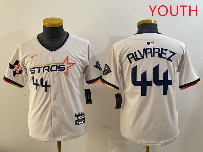 Youth Houston Astros #44 Alvarez Cream Three generations Joint Name 2025 Nike MLB Jersey style 41110->youth mlb jersey->Youth Jersey
